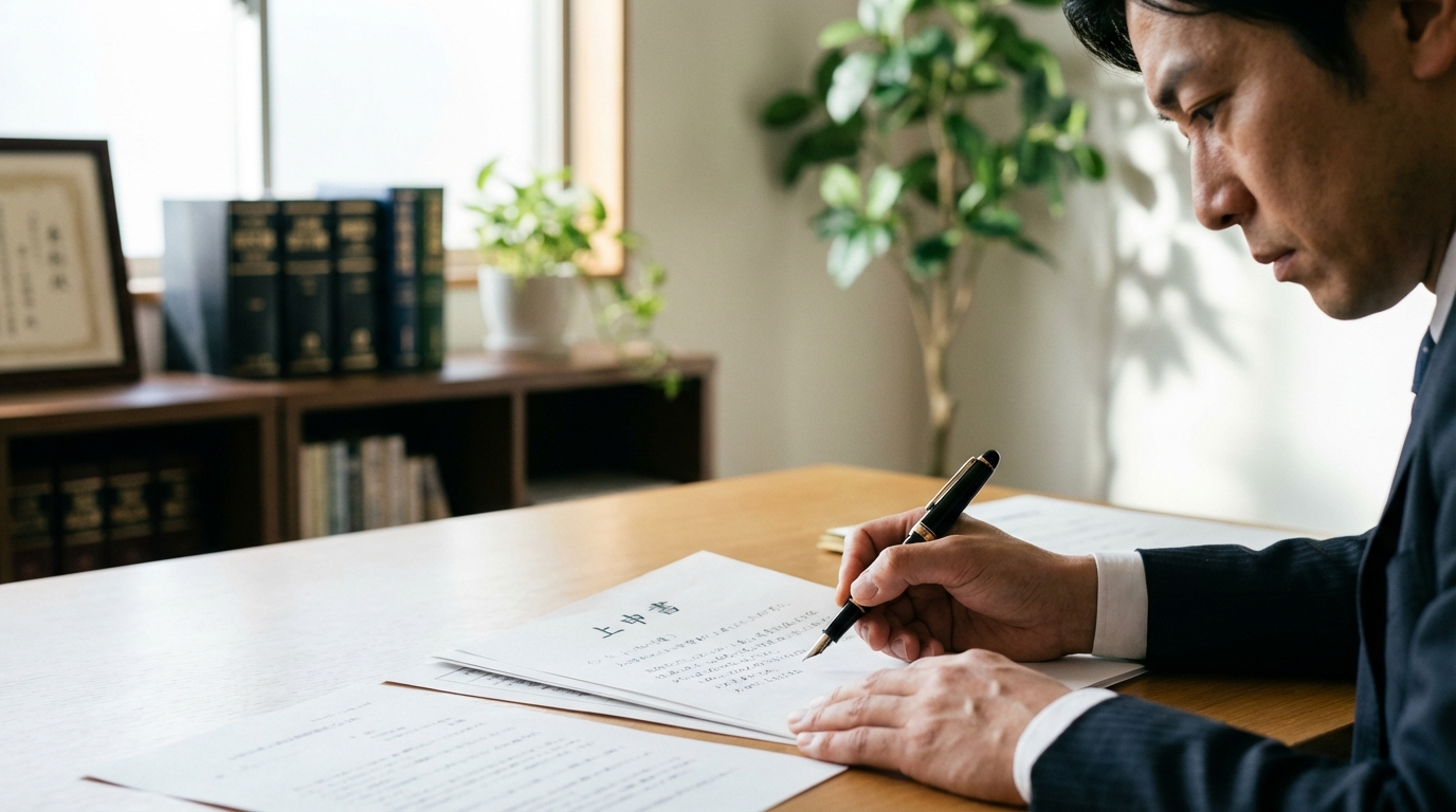 ogai_image_2 | 司法書士・行政書士 八戸いちい事務所 司法書士が3ヶ月経過後の相続放棄申立てに必要な上申書を作成している様子。